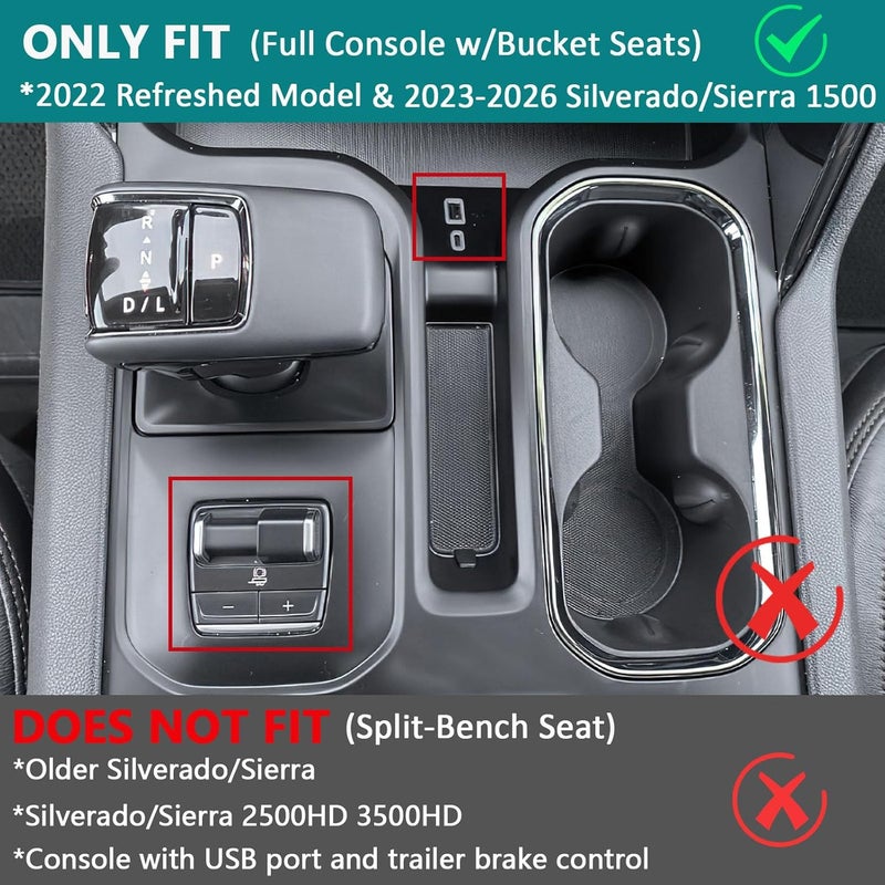 TOPINSTALL Hidden Storage Box Compatible with 2023-2026 Chevy Silverado/GMC Sierra 1500 & Refreshed 2022 1500, Center Console Organizer Coin Holder Insert (Full Console w/Bucket Seats ONLY) - Image 2
